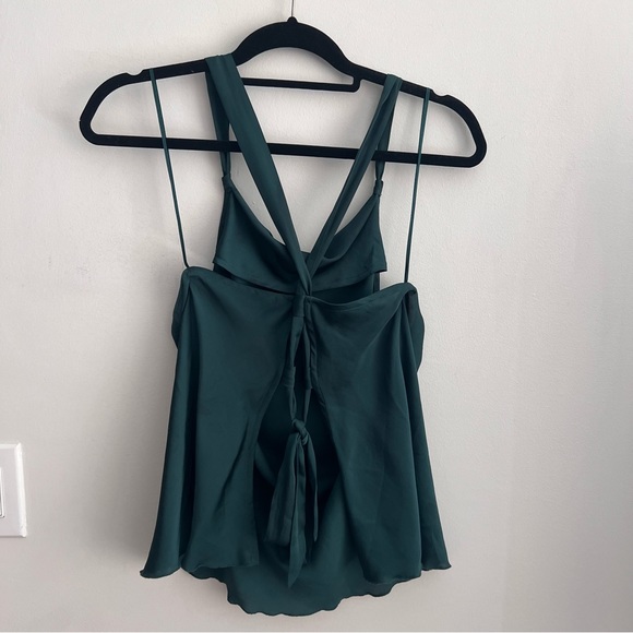 Free People Jemma Tank in Green Satin - Picture 6 of 6
